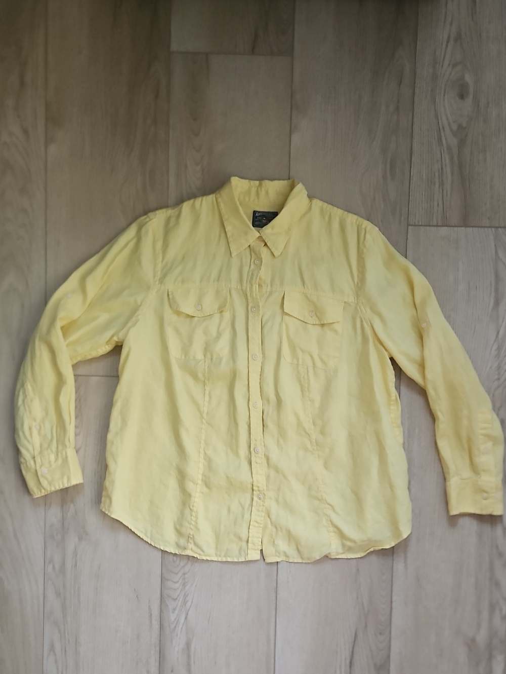 Butter Yellow 100% Linen Casual Button-Down Shirt Coastal Cottagecore Resortwear